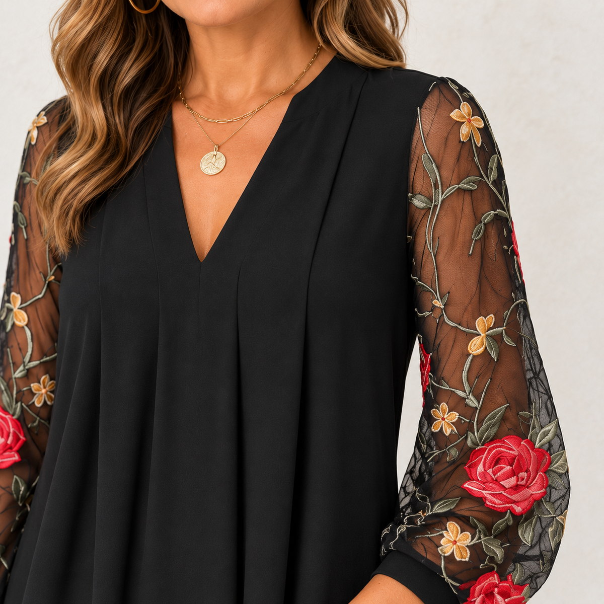 Roslyn | Floral Embroidered Sleeve Dress