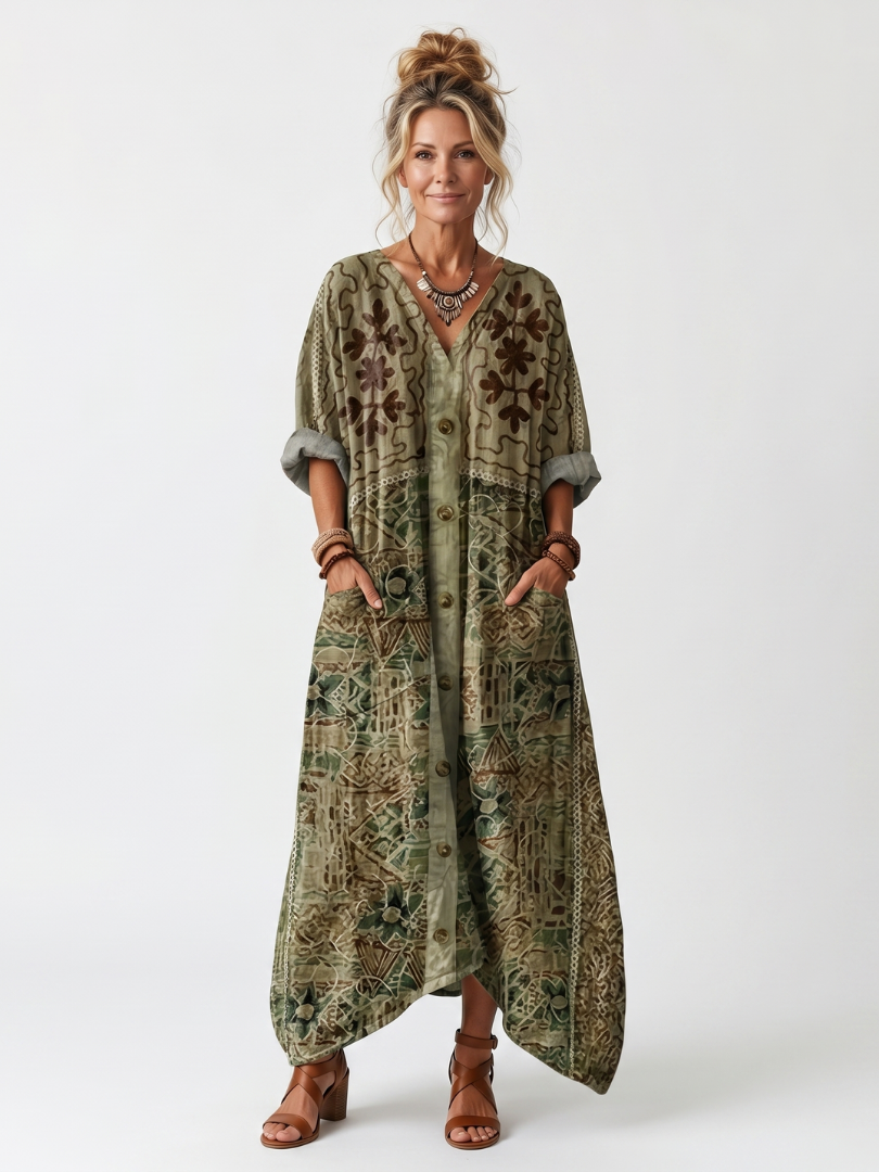 Elowen | Bohemian Button Maxi Dress