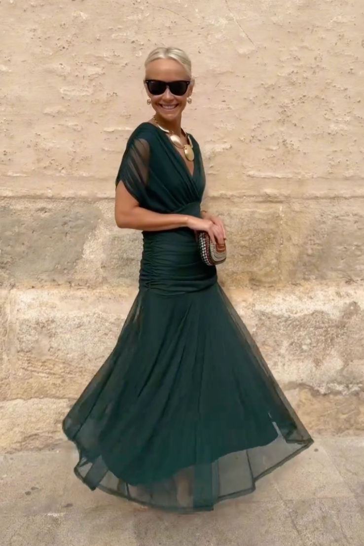 Emelia™ Elegant V-Neck Maxi Dress