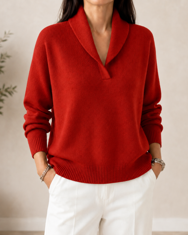 Amelia | Relaxed Collar Knit Sweater