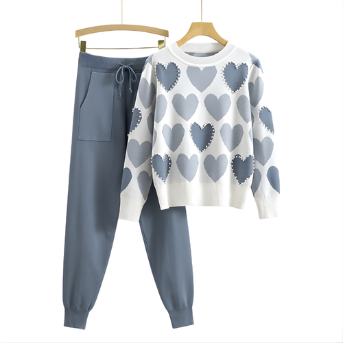 Avery | Chic Heart Pattern Knit Two-Piece Set