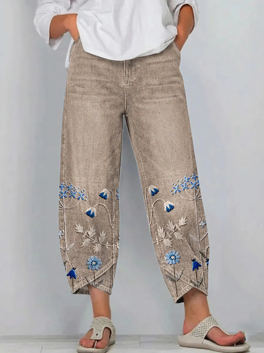 Elowen | Floral Embroidered Relaxed Pants
