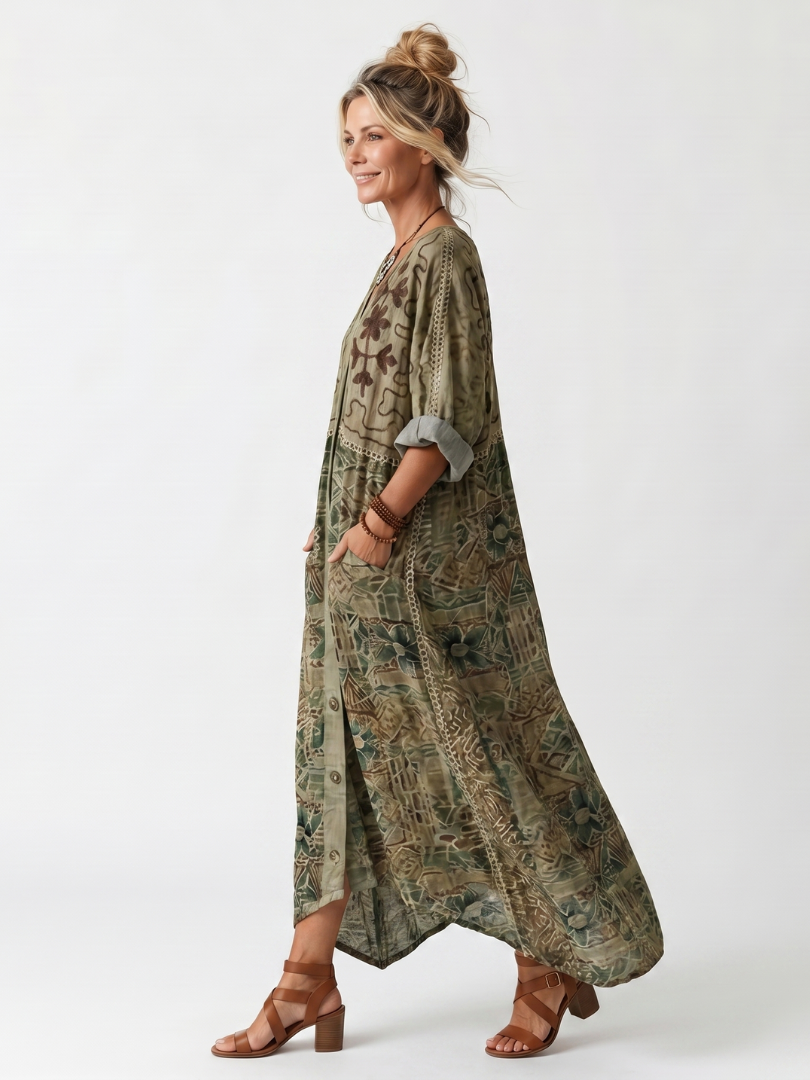 Elowen | Bohemian Button Maxi Dress