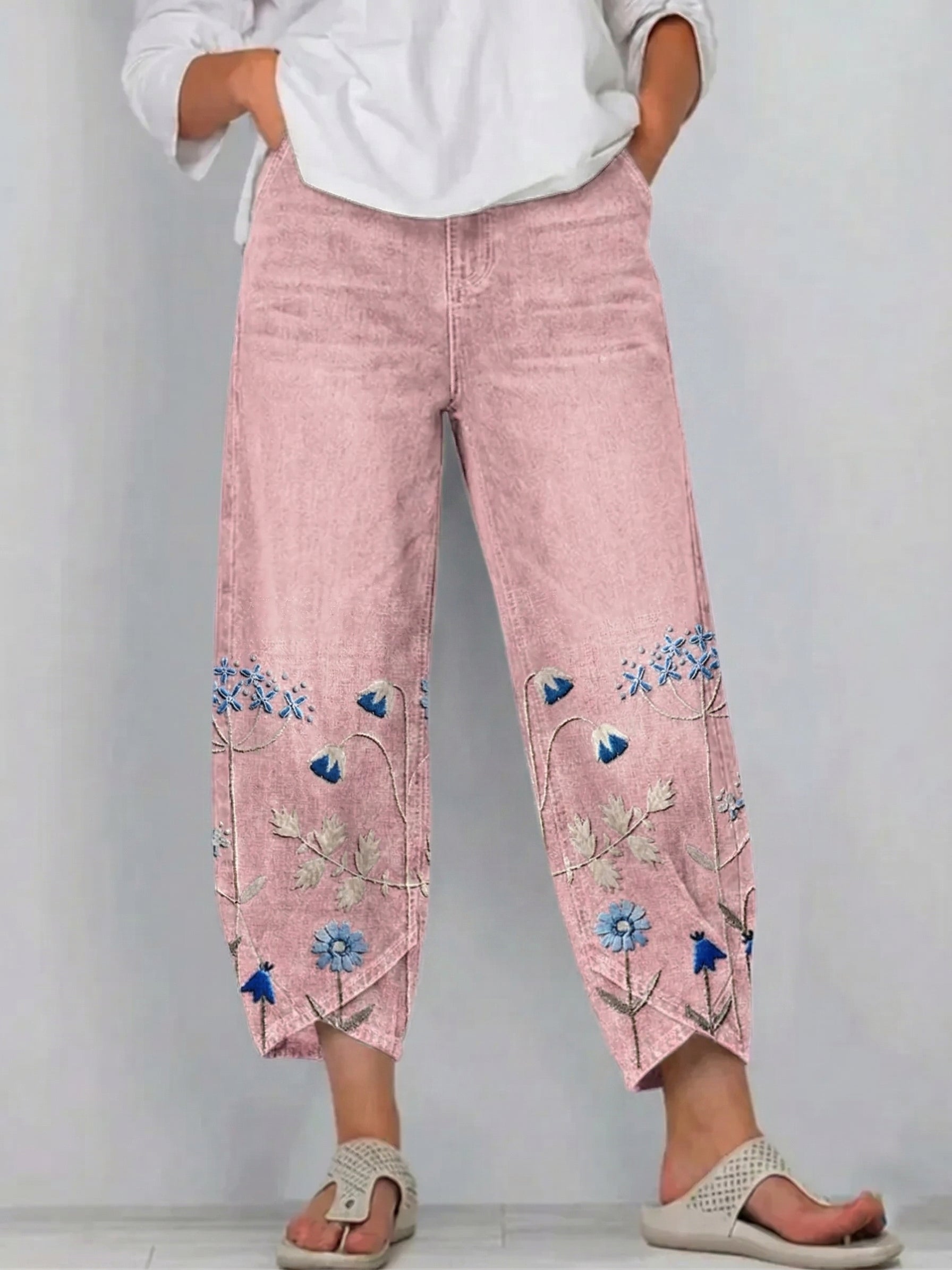 Elowen | Floral Embroidered Relaxed Pants