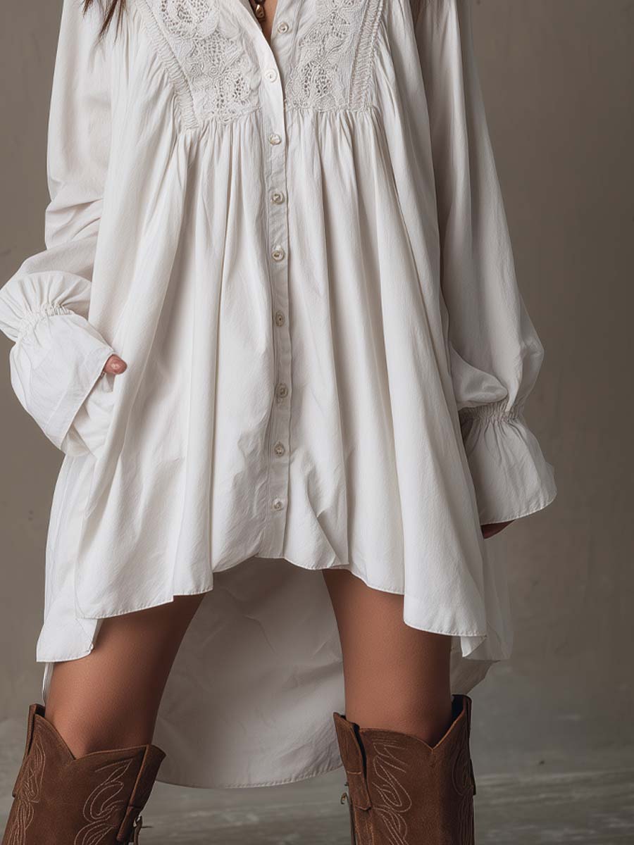 Matilda | Bohemian Lace Shirt Dress