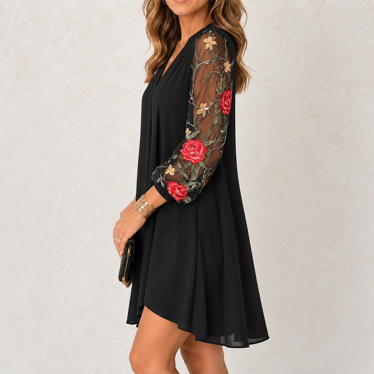 Roslyn | Floral Embroidered Sleeve Dress
