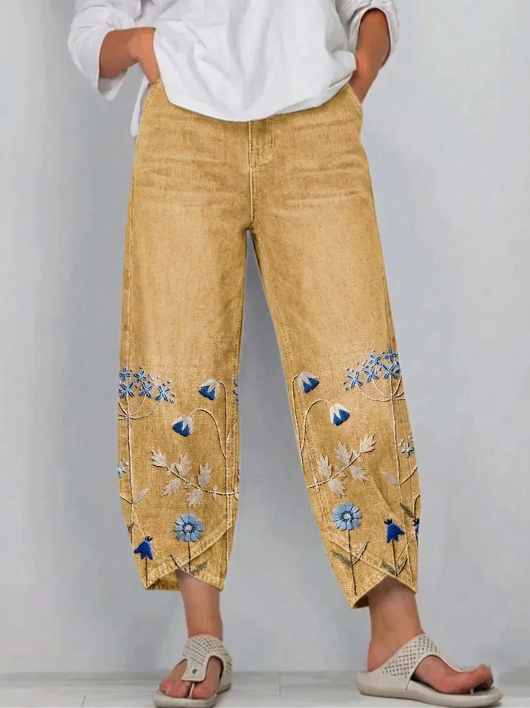 Elowen | Floral Embroidered Relaxed Pants