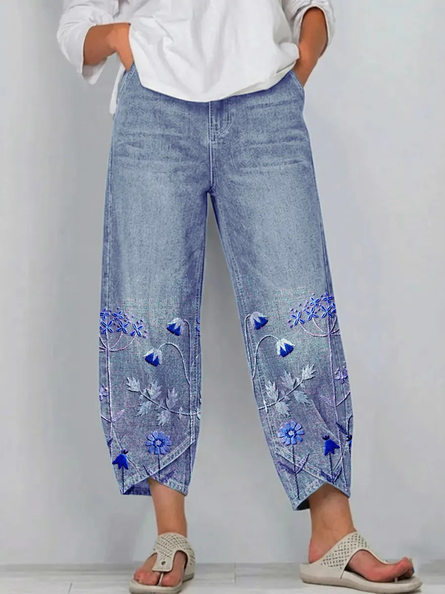 Elowen | Floral Embroidered Relaxed Pants