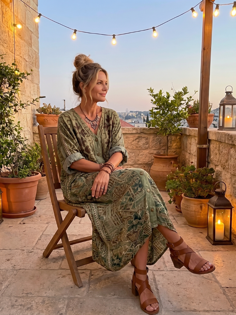 Elowen | Bohemian Button Maxi Dress