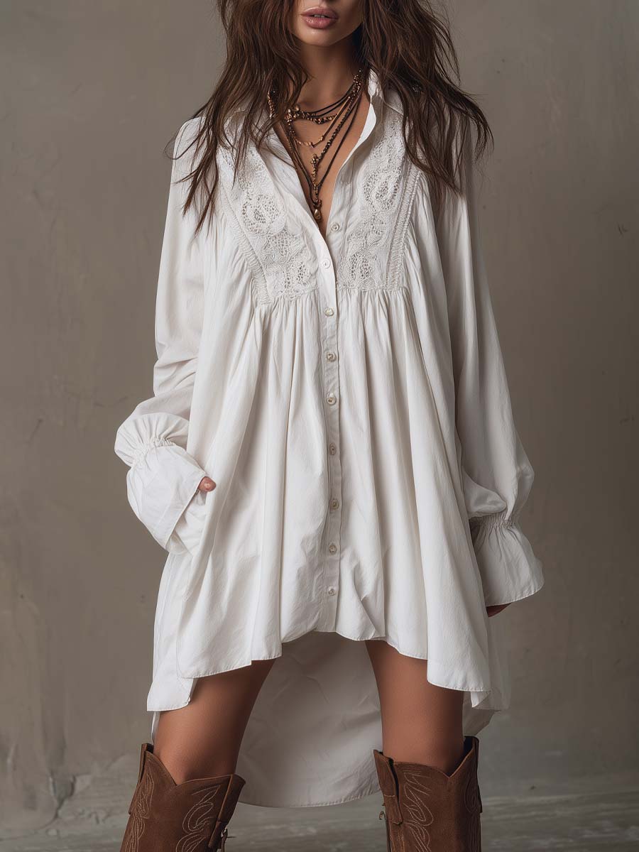 Matilda | Bohemian Lace Shirt Dress