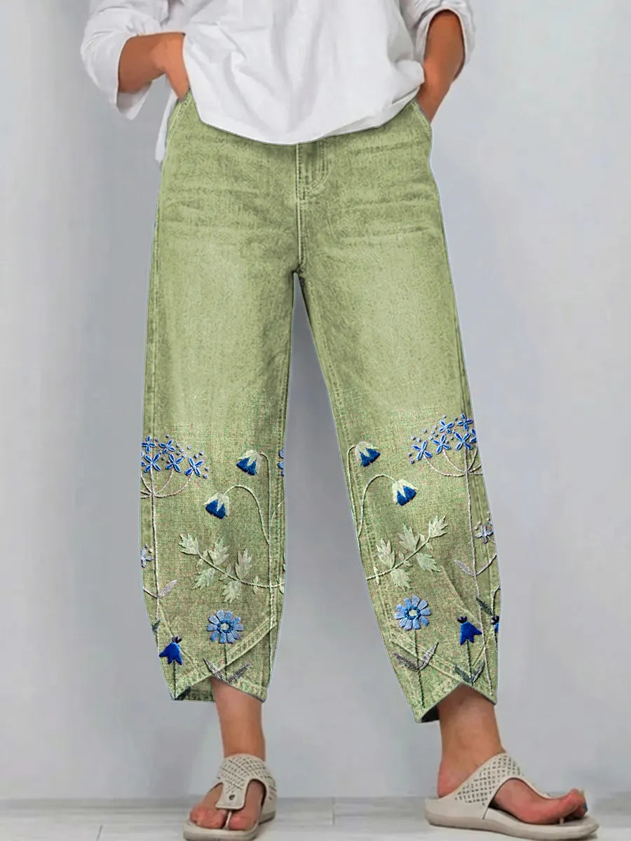 Elowen | Floral Embroidered Relaxed Pants