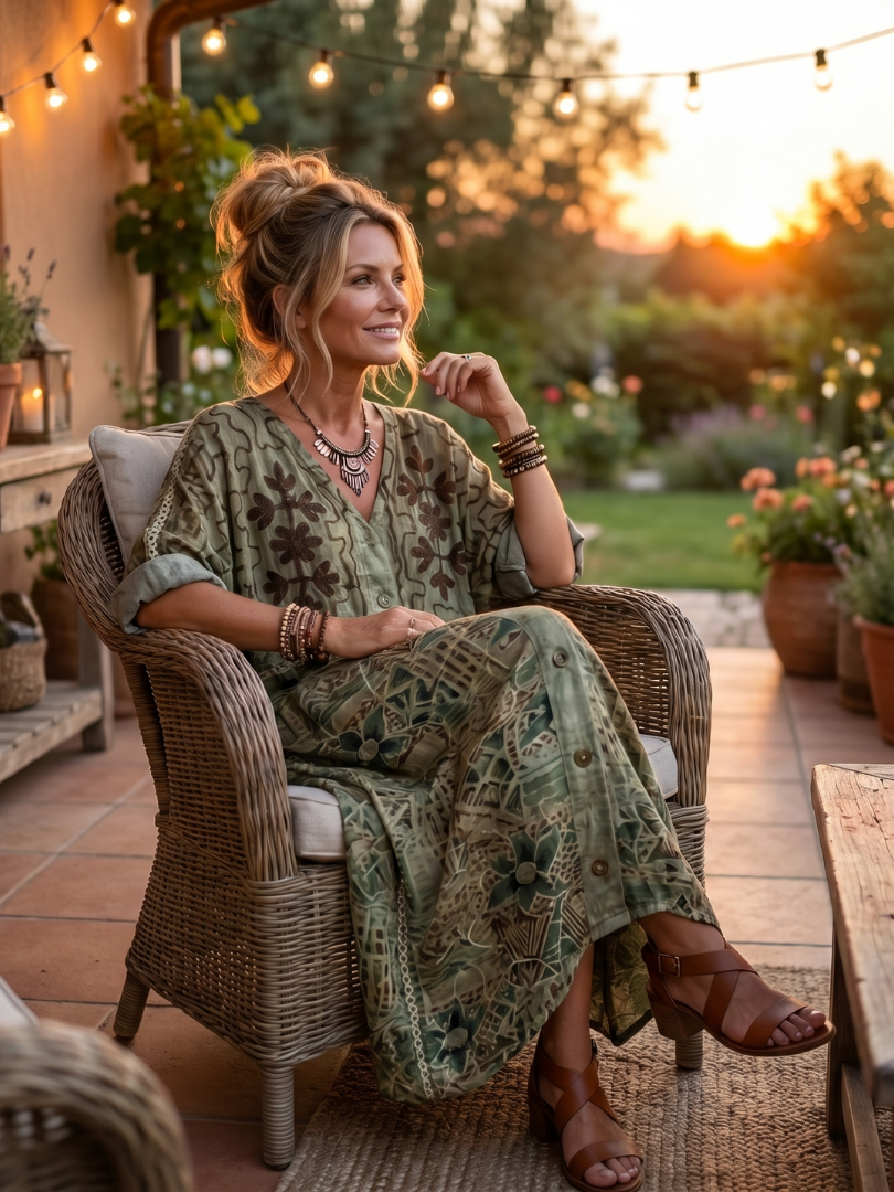 Elowen | Bohemian Button Maxi Dress