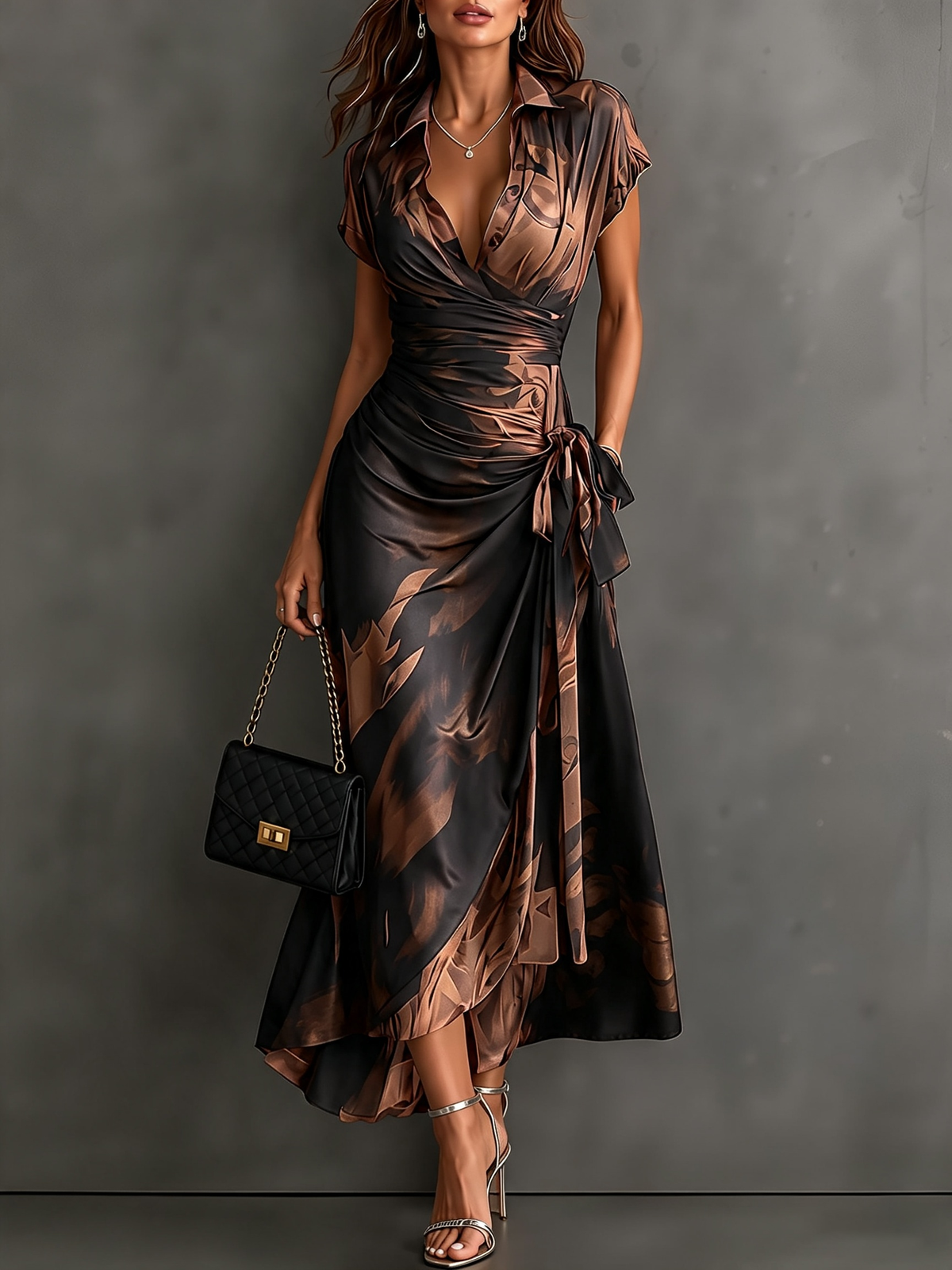 Bianca | Printed Wrap Midi Dress