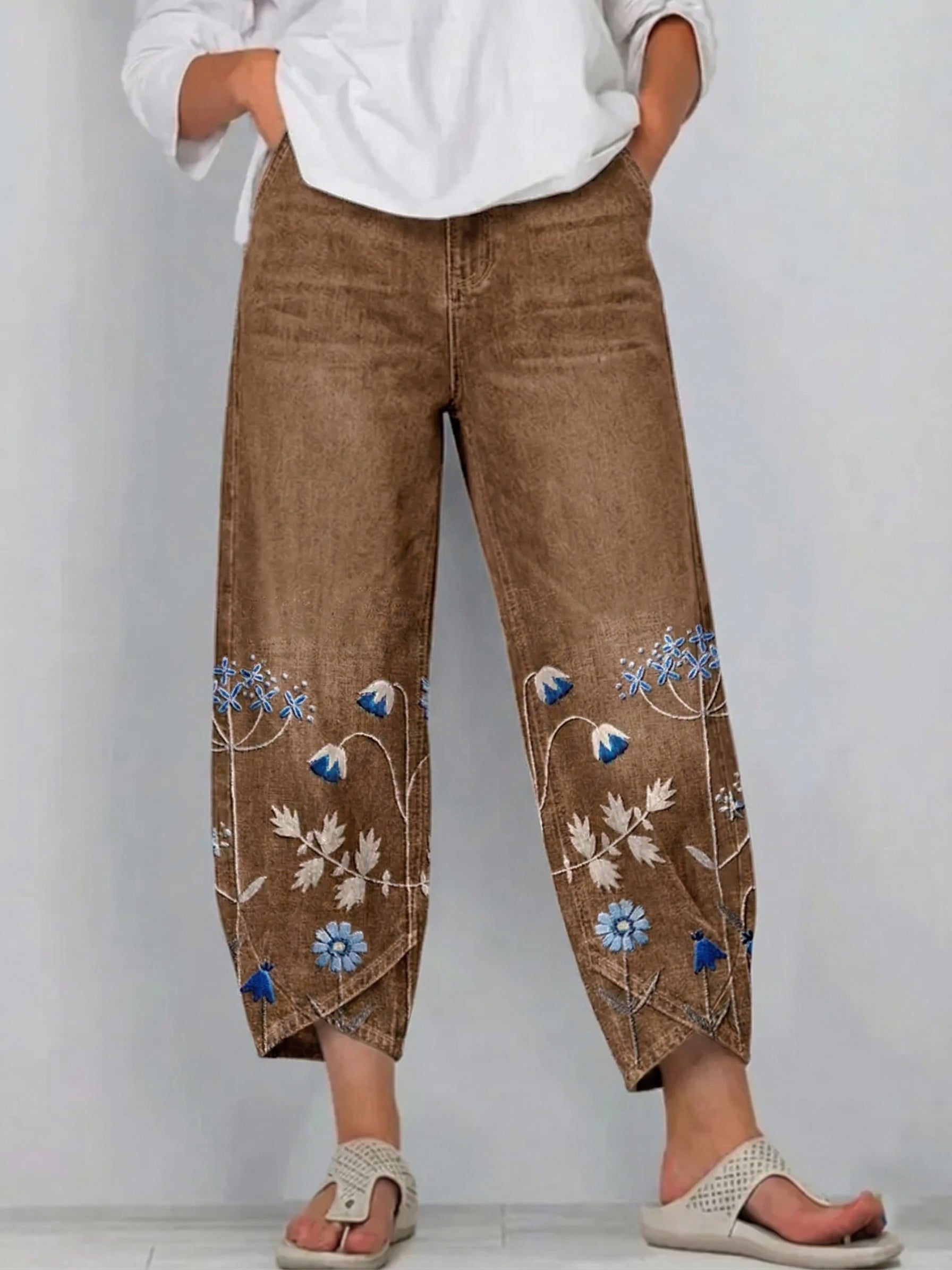 Elowen | Floral Embroidered Relaxed Pants