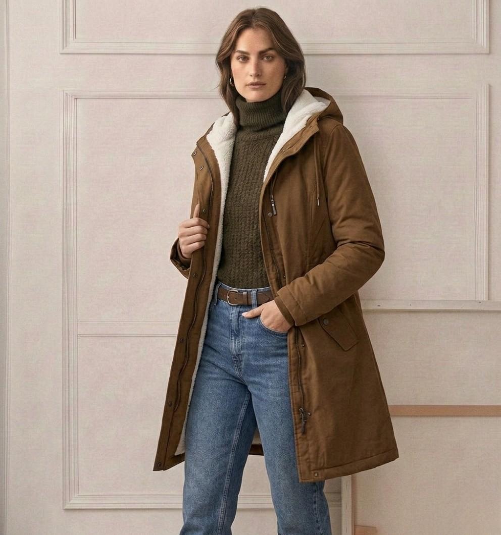 Elise | Fleece Lined Hooded Coat