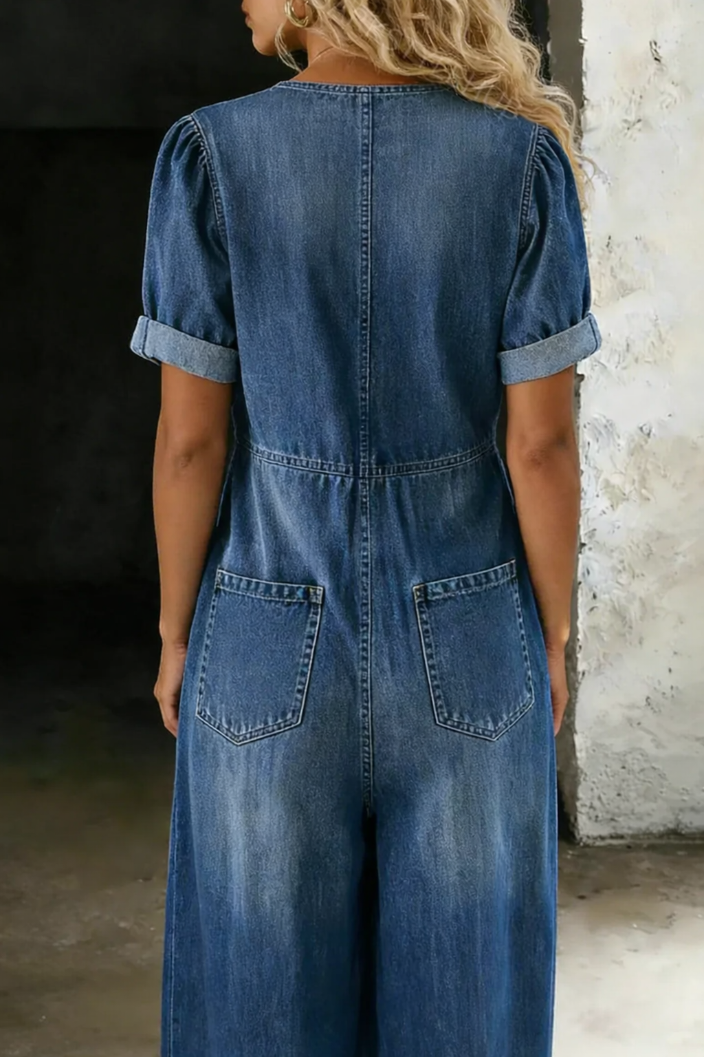 Bronte | Tie Front Denim Jumpsuit
