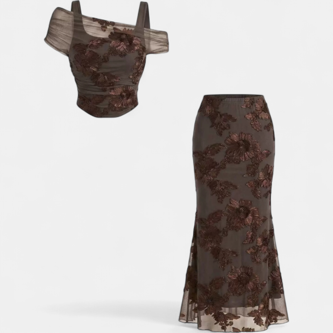 Valentina | Floral Mesh Two-Piece Set