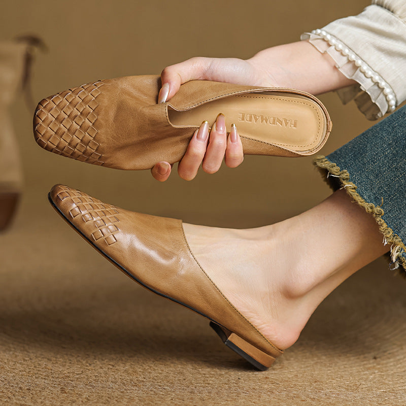 Marnie | Woven Toe Leather Mules