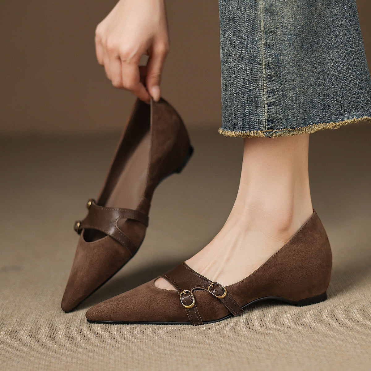 Pearl | Suede Double-Strap Mary Janes