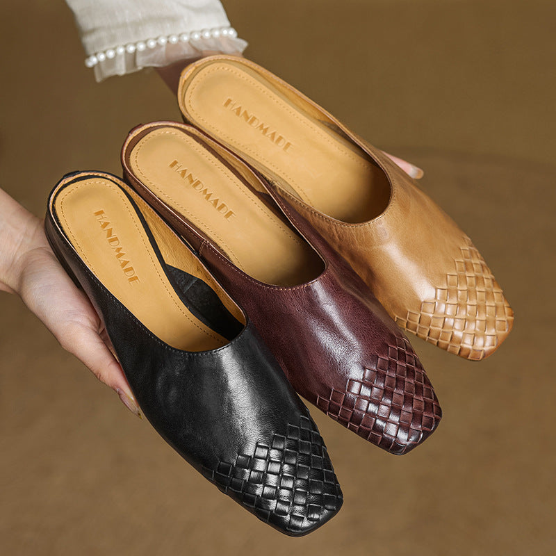 Marnie | Woven Toe Leather Mules