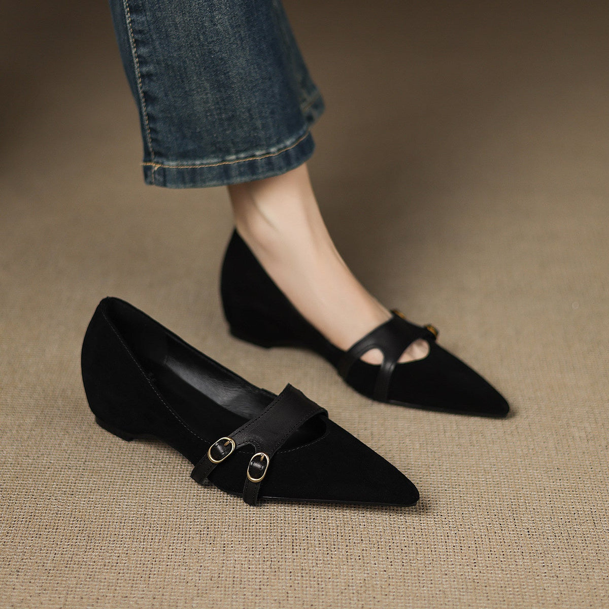 Pearl | Suede Double-Strap Mary Janes