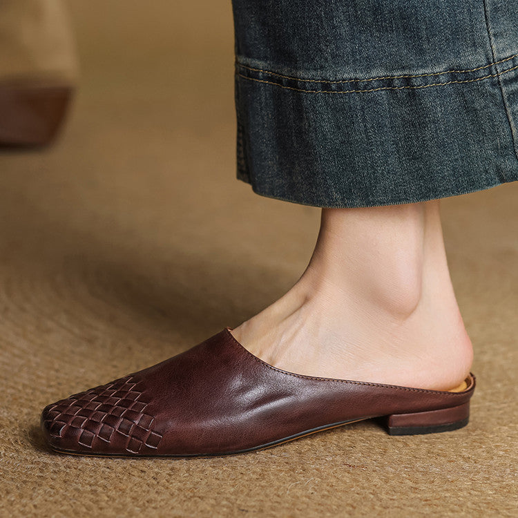 Marnie | Woven Toe Leather Mules