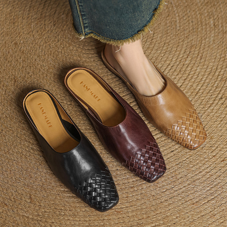 Marnie | Woven Toe Leather Mules