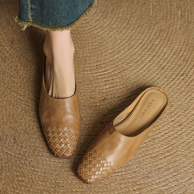 Marnie | Woven Toe Leather Mules