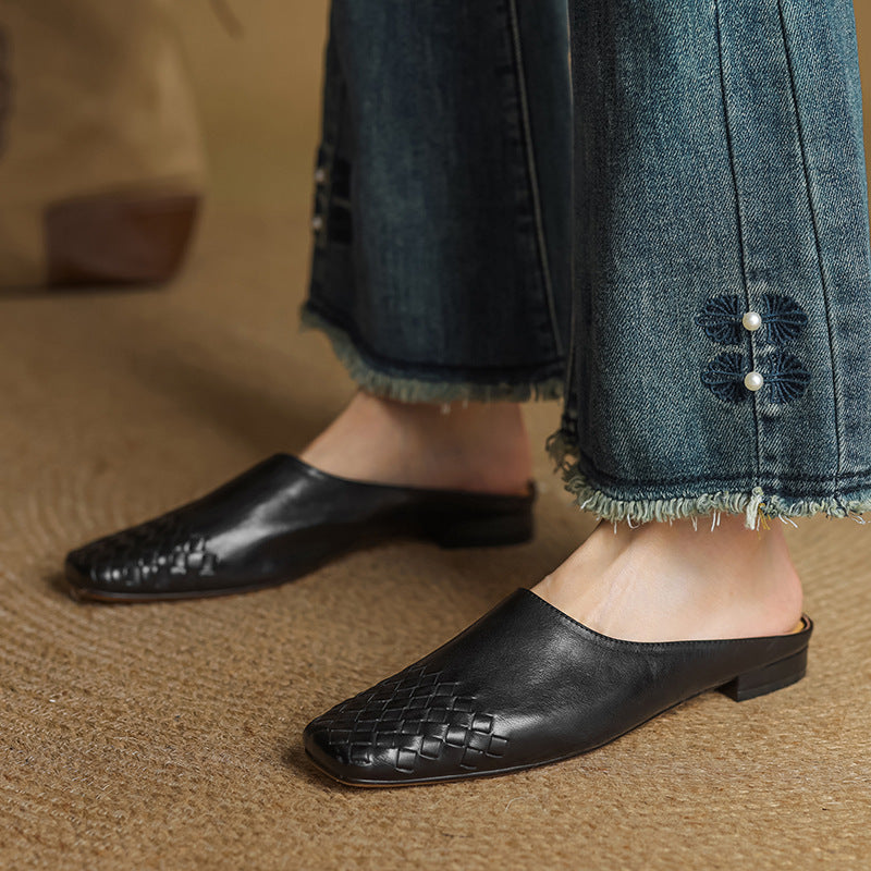 Marnie | Woven Toe Leather Mules