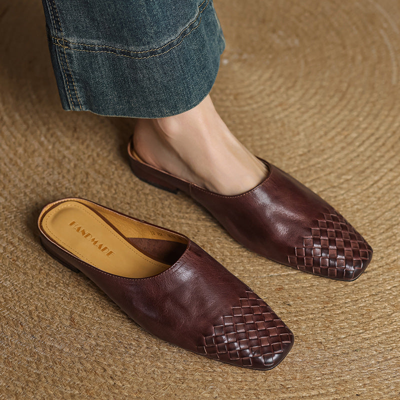 Marnie | Woven Toe Leather Mules