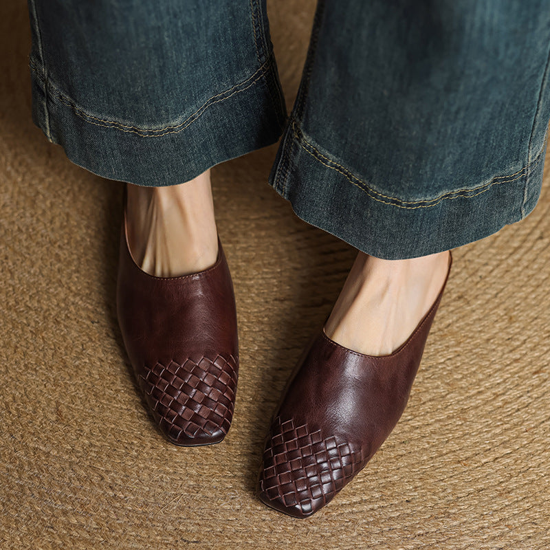 Marnie | Woven Toe Leather Mules