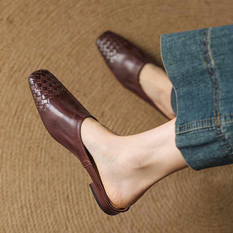 Marnie | Woven Toe Leather Mules