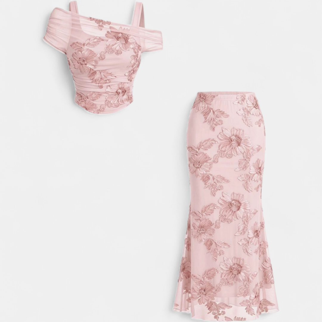 Valentina | Floral Mesh Two-Piece Set