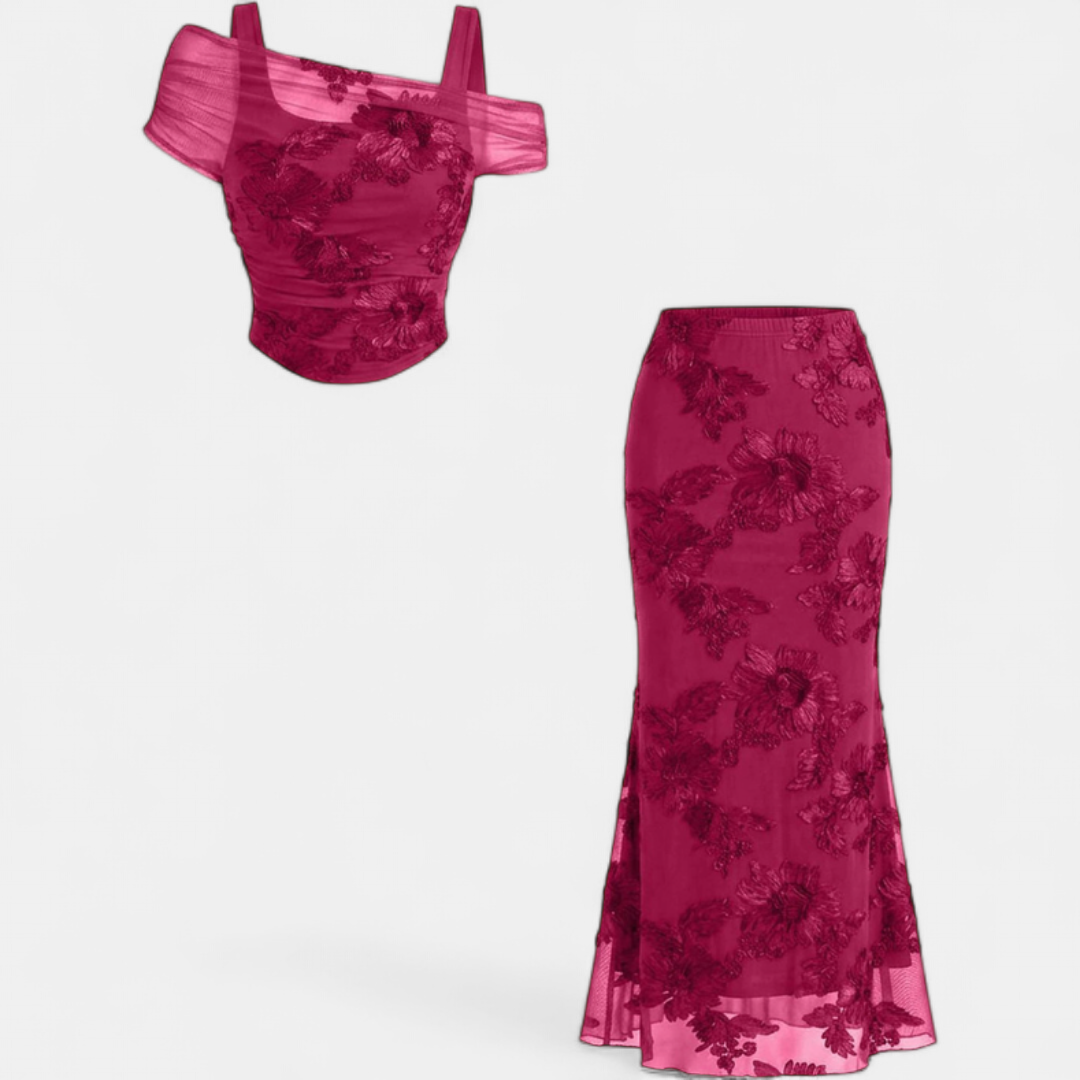 Valentina | Floral Mesh Two-Piece Set