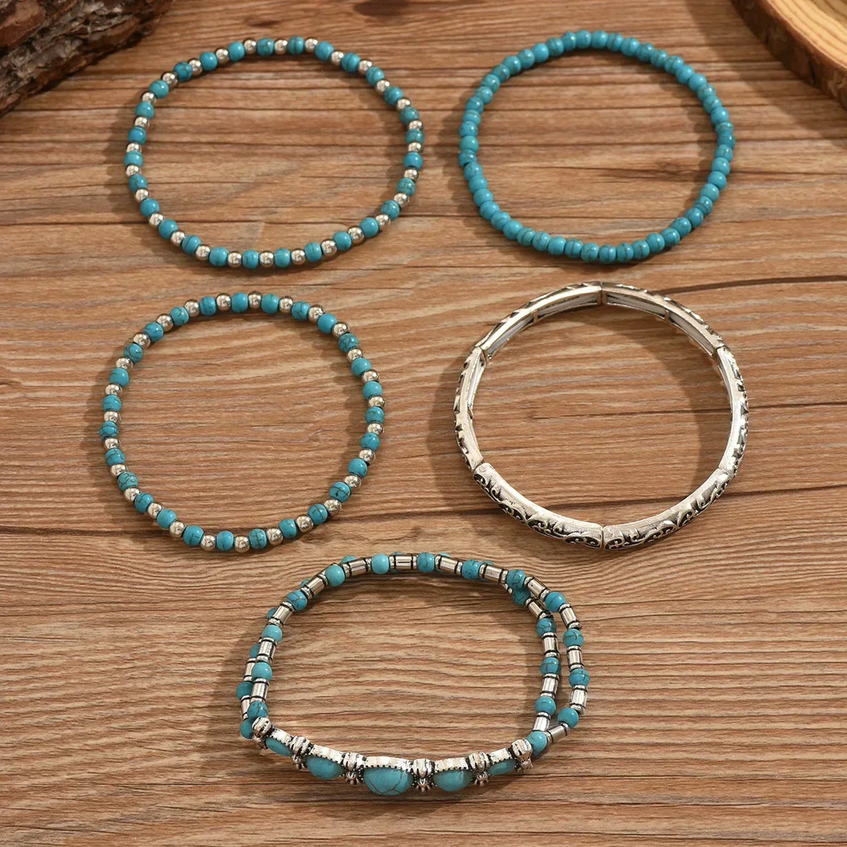 Bohemian Turquoise Beaded Bracelet Set