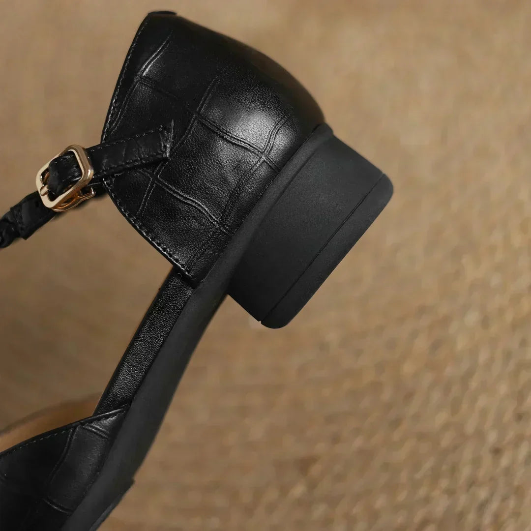 Hazel | Leather T-Strap Ballet Flats