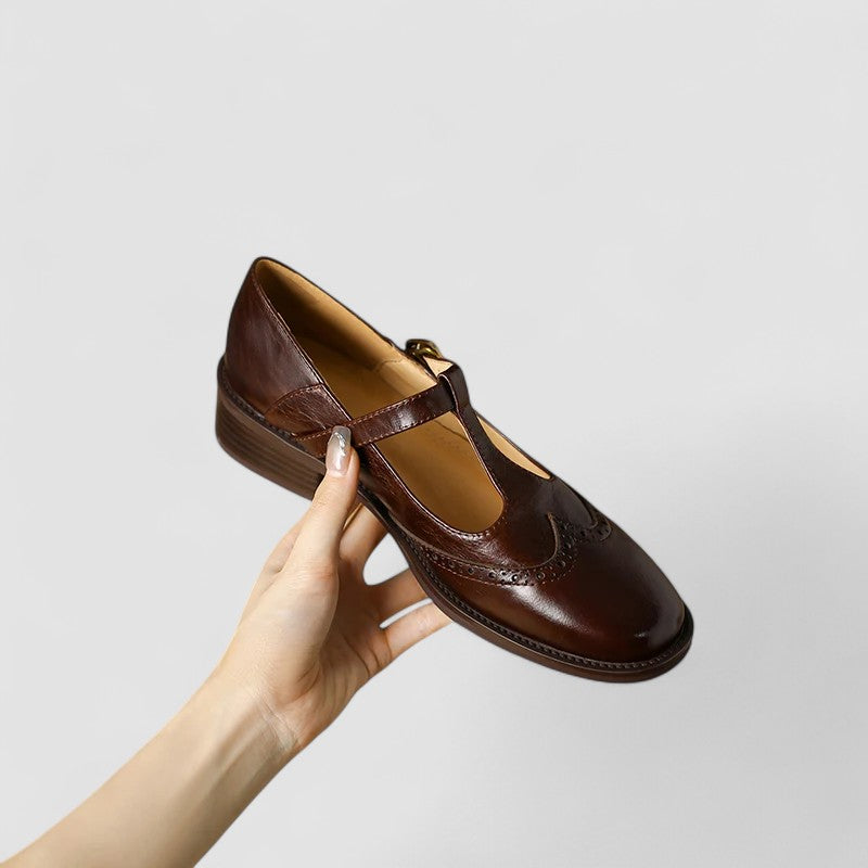 Darcy | Perforated T-Bar Mary Jane Shoes