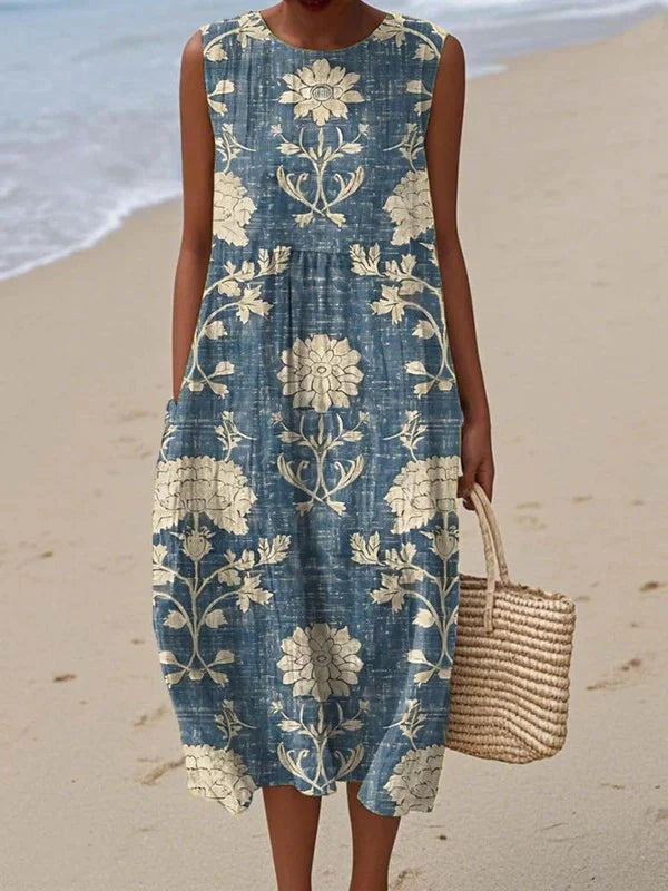Jade | Printed Beach Midi Dress Loose