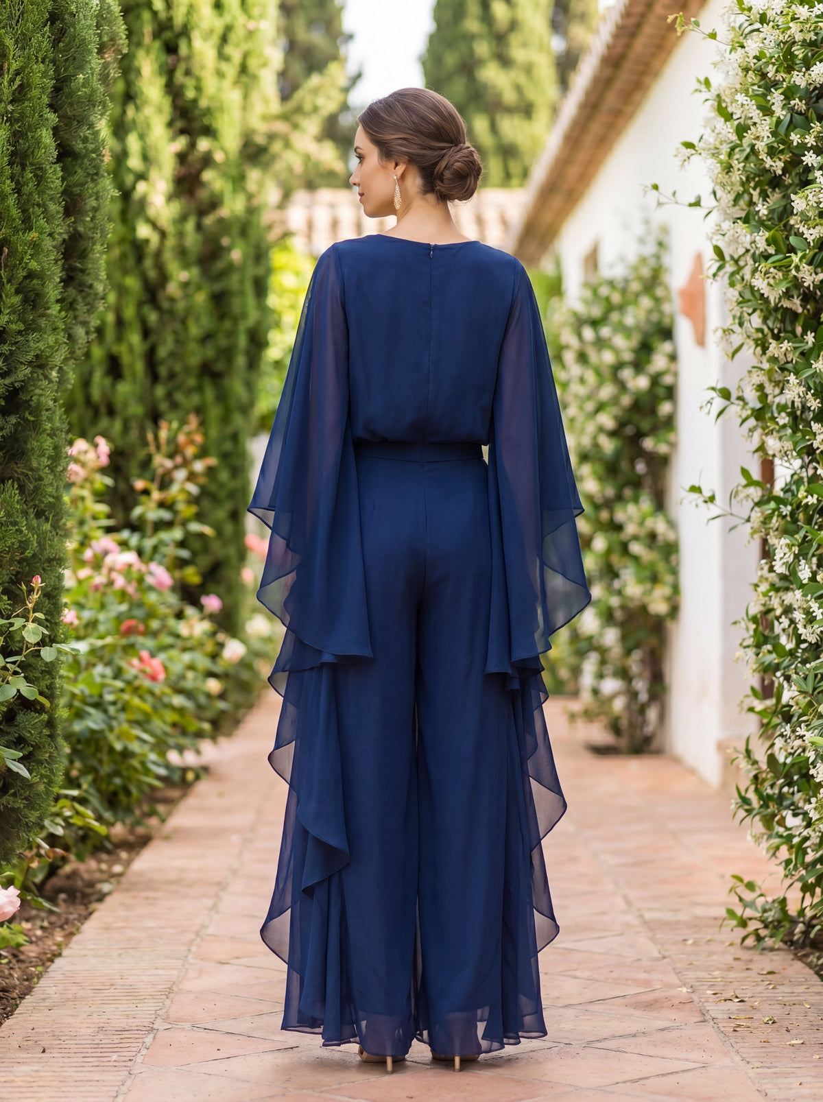 Ainsley | Cape Sleeve Top & Ruffled Skirt Set
