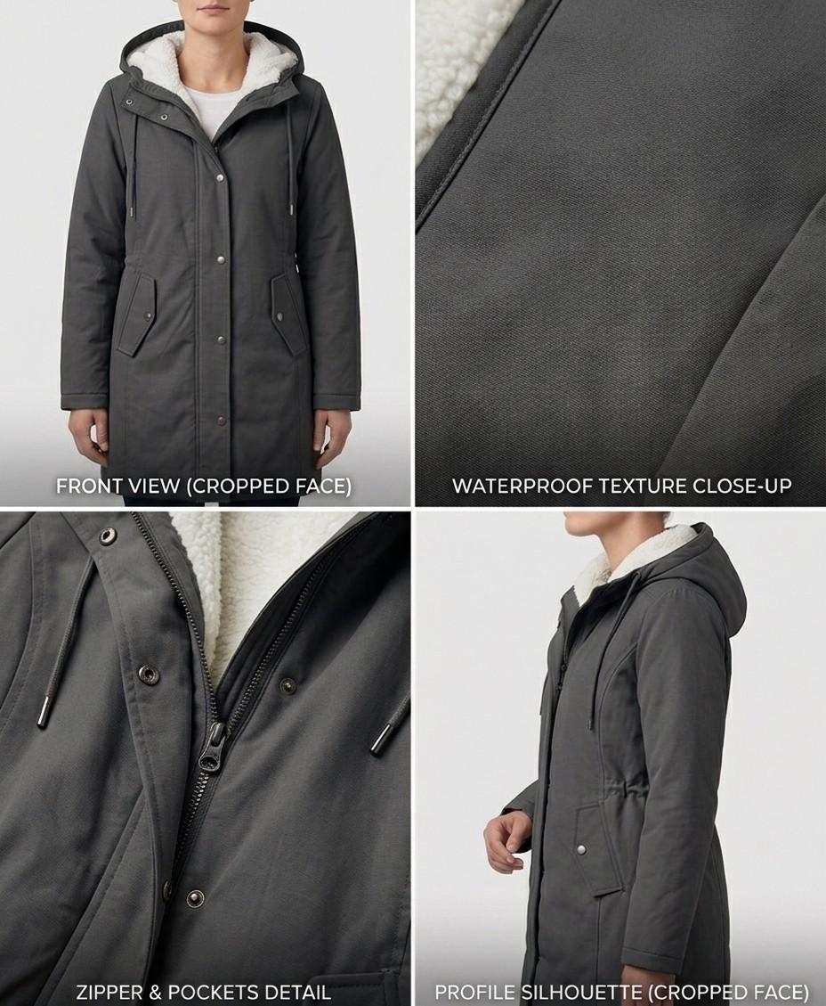 Elise | Fleece Lined Hooded Coat