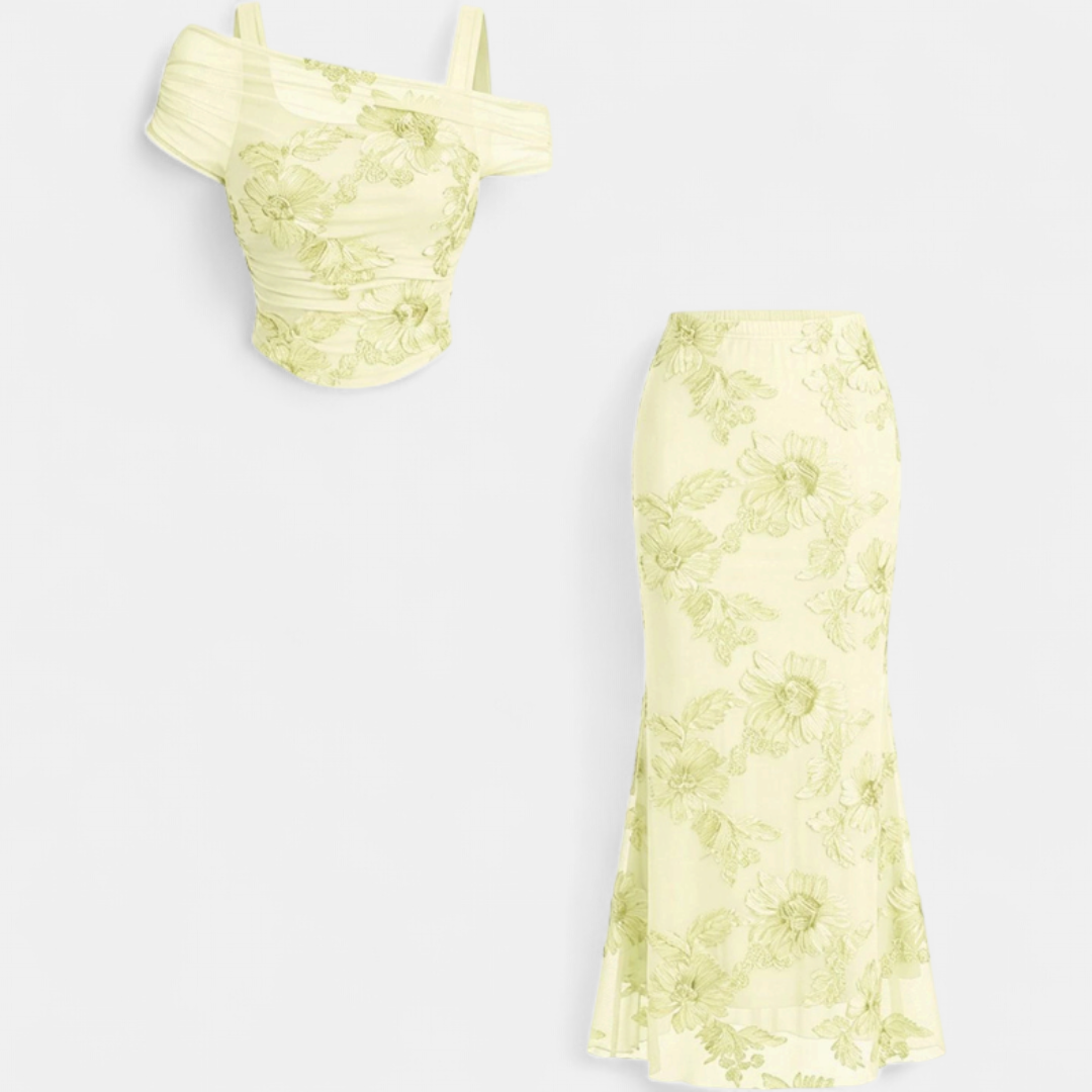 Valentina | Floral Mesh Two-Piece Set