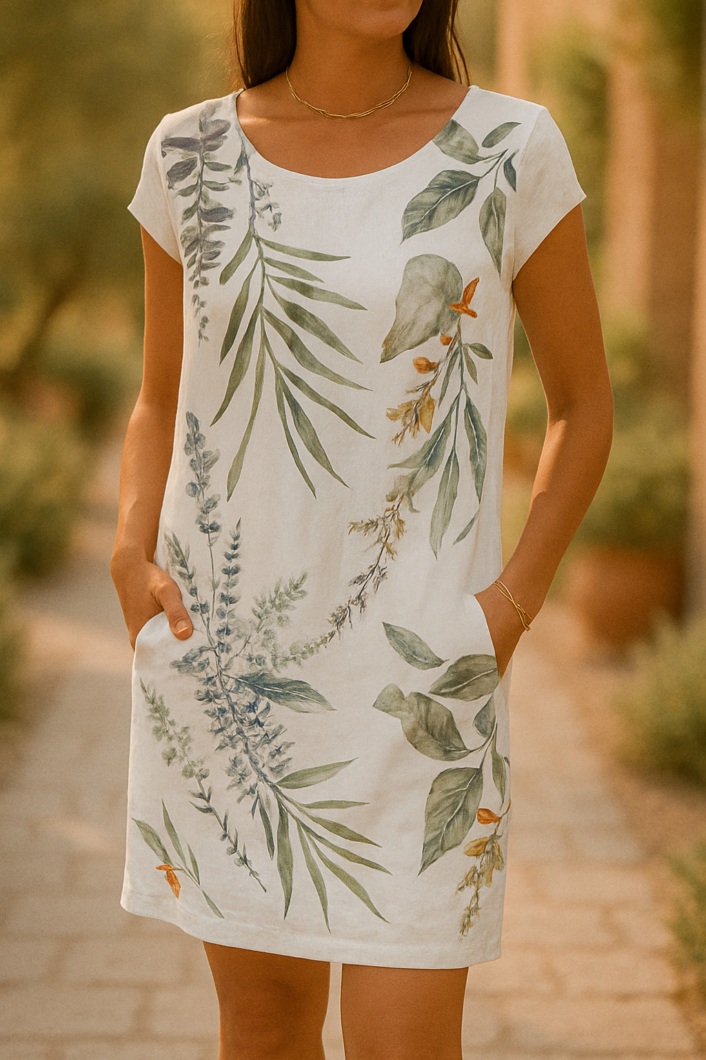 Marjorie | Leaf & Floral Print Relaxed Dress
