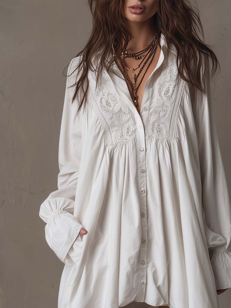 Matilda | Bohemian Lace Shirt Dress