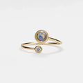 Labradorite Moonstone Double Stone Ring
