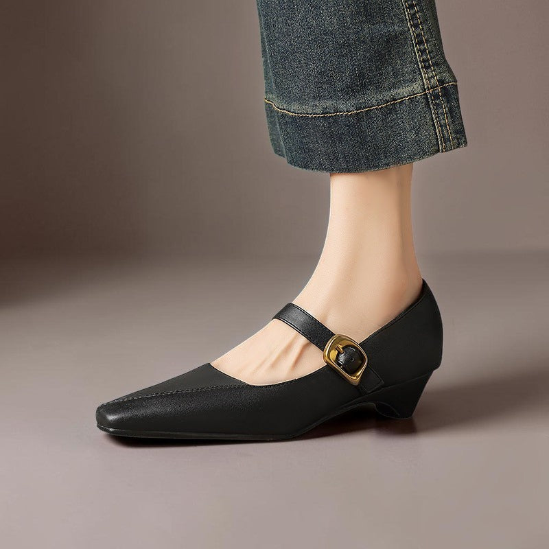 Isla | Gold-Buckle Mary Janes