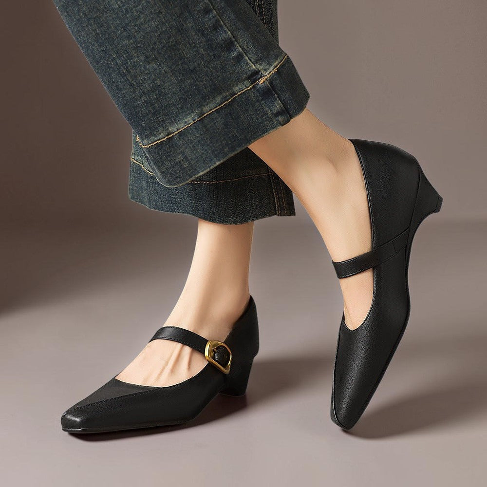 Isla | Gold-Buckle Mary Janes