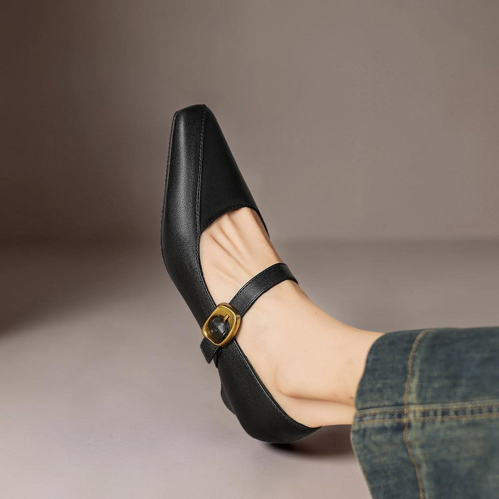 Isla | Gold-Buckle Mary Janes