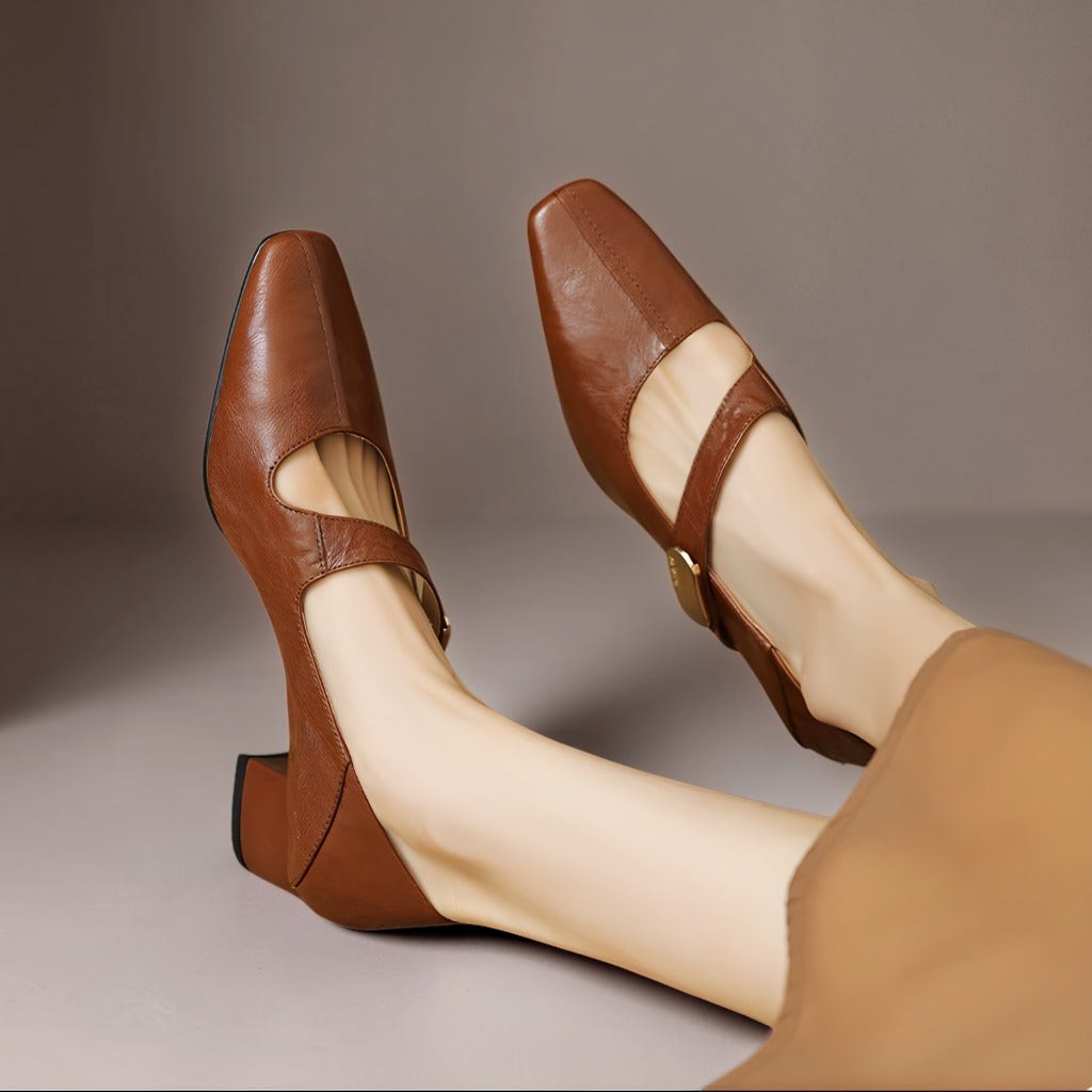 Amelia | Square-Toe Gold-Detail Mary Janes