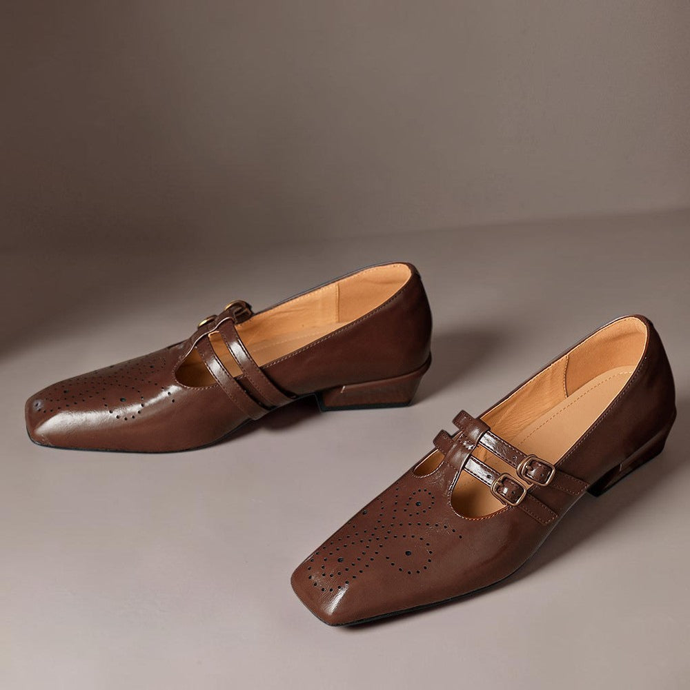 Evie | Double-Strap Leather Mary Janes