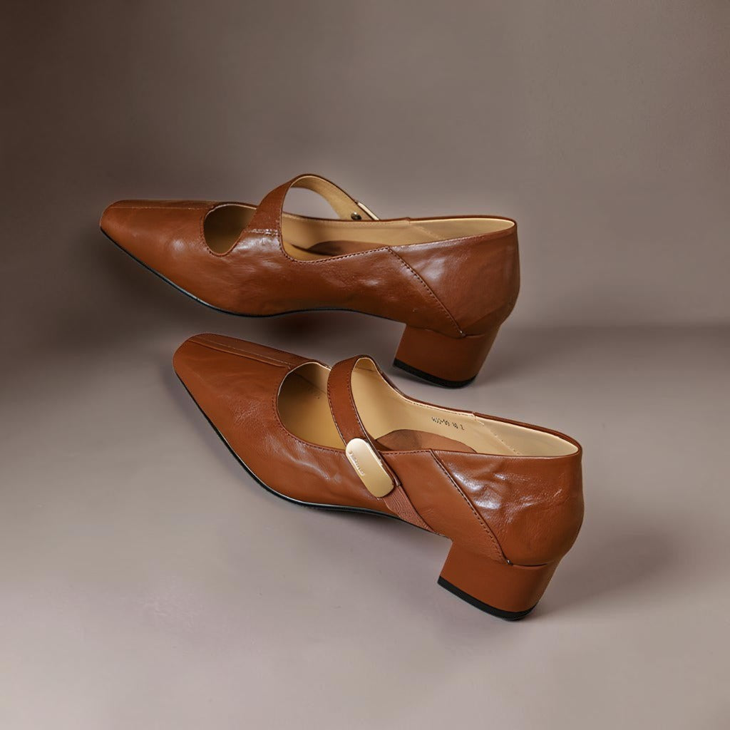 Amelia | Square-Toe Gold-Detail Mary Janes